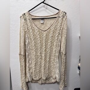 Cream sweater Fairy Dainty Boho Lace Crochet Romantic Soft Feminine